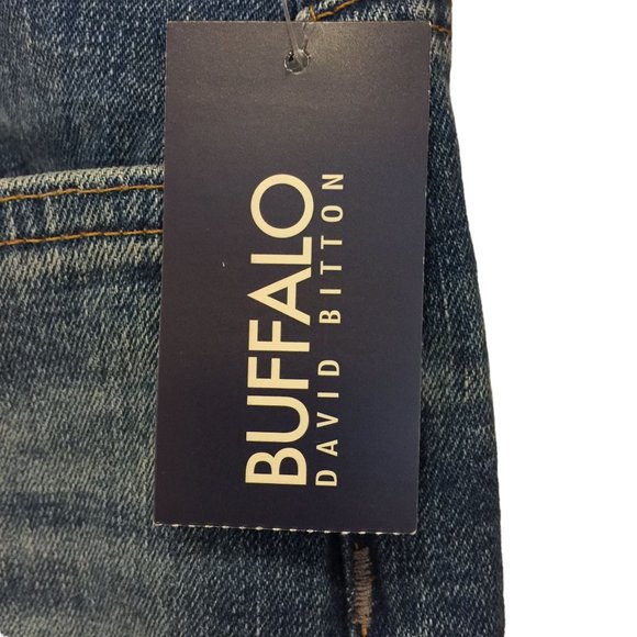 BUFFALO by David Bitton Men's 36/30 Relaxed Straight Stretch Leg Jeans Crinkled - Picture 4 of 6